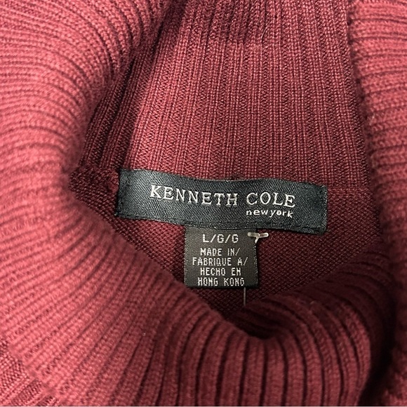 Kenneth Cole Mens Knit Turtleneck Sweater Raglan Sleeves Maroon Red Large - Picture 6 of 15